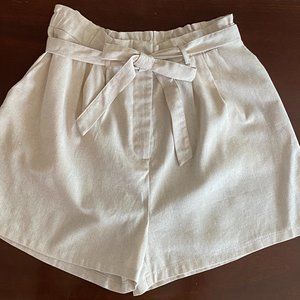 Cream Belted Paperback Shorts